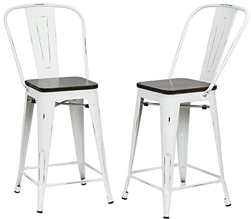 Beckett Holzsitz, 61 cm, Mattweiß/Ulme, 2 Stück