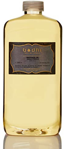 Bodhi® Massageöl ORANGE & INGWER 1 L Premiumqualität für Profis/mit ätherische Öle, für wärmende Massagen, mit Kokos- und Reisöl/Vegan & 100% natürlich
