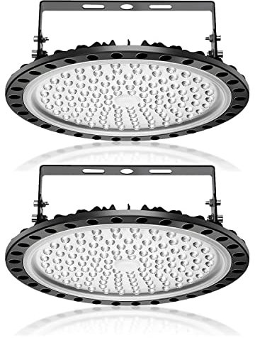 2PCS 500W UFO LED,50000LM Projecteur LED,Blanc Froid 6500K LED Industriel UFO,d'éclairage 120° Projecteur Exterieur,Ultra-Mince IP65 Étanche industrielle Spot Lamp,LED Lampe pour Garage, Usine