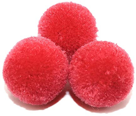 Duories Pompons zum Basteln,50 Stück 30mm Bunte Bommeln Bälle,Pom Poms für Kunsthandwerk,Pompons Bälle für Ostern,Weihnachten,Bunte Pompons für DIY Basteln Tischdekoration Geburtstagsdeko,Rot