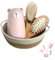 Set de soins pour bébé 7 en 1, ciseaux à ongles, lime à ongles, pince à épiler, peigne à cheveux en bois naturel, panier de rangement，pour enfants et nouveau-nés dans une belle boîte cadeau.