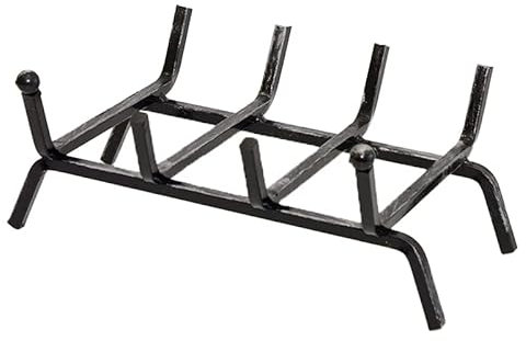 Virsus Brucialegna da Camino in ferro battuto con spessore 1,5 cm, di colore nero con sfumature, 4 barre distanziate, braciere per legna, poggialegna resistente per brace, fuoco costante (30x32x20 cm)