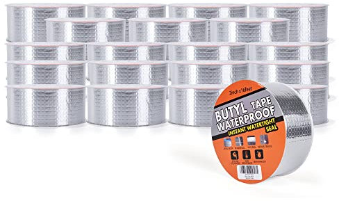TAPEBEAR Wasserdichtes Butylband, Starkes Selbstklebendes DichtungsbäNder, Silber Aluminium Klebeband Zur Reparatur, 2inch x16feet,20Rolle