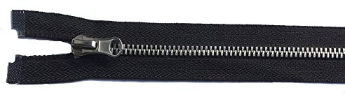 Reißverschluß Metall teilbar für Jacken 70 cm schwarz silber