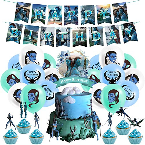 Party Deko Geburtstag Avatar Geburtstag Luftballons Avatar Way of Water Girlande Geburtstag Avatar the Way of Water Kuchentopper Geburtstag Avatar Geburtstagsdeko Avatar Way of Water Luftballons Deko