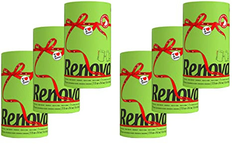 6er Pack Renova Küchenrollen - entspricht 18 Standard Küchenrollen - grün - Küchenpapier 2-lagig - Maxi Rolle - farbig - bunt - Papierrolle - Allzwecktücher