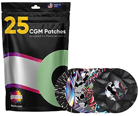 Peelz Libre 2 Patch Tape. Compatible with Freestyle Patch Tape Designed for Libre 2 Sensor. Waterproof & Sweatproof Patches. Pre-Cut Libre Medical Tape, Glucose Monitor Sensor Cover Pack of 25