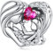 NINGAN 925 Sterling Silber Perlen Herz Charme von Mutter und Baby Glänzender Rubin Lady Armband Charm Geschenk für Mama
