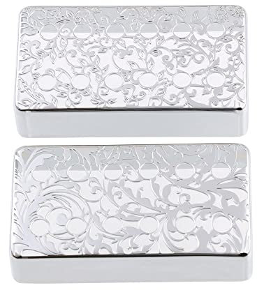 LYWSMSK Humbucker-Tonabnehmer aus Messing, 12 Löcher, 50 mm und 52 mm, für 6-saitige LP-Gitarren-Tonabnehmer (Chrom), 2 Stück