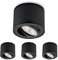 Sweet Led 4x Deckenspots Schwarz Gebürstet – Aufbauspots Flach & Schwenkbar Ø80x50mm – wechselbares LED Modul 5W 3000K Warmweiß – Aufbaustrahler 230V Aluminiumgehäuse