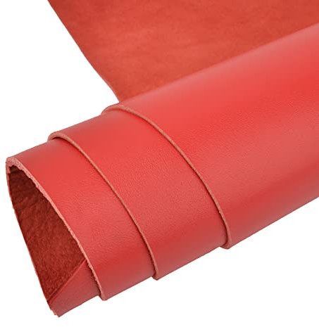 Echtes Schaffell zum Nähen, braune Lammfell-Lederblätter zum Basteln und personalisierte Lederprojekte (45,7 x 61 cm, rot)