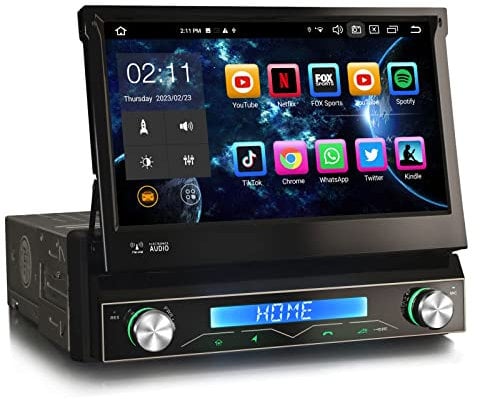 Erisin 7 Zoll 8-Kern 4GB RAM 64GB ROM Android 14 Autoradio 1 Din mit GPS Unterstützt Wireless CarPlay Android Auto WiFi Bluetooth 5.0 A2DP DSP OBD2 USB RDS 4G DVB-T2 SWC Split-Screen