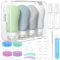 100ml x 4 Silikon Reiseflaschen Set - Reiseflaschen Zum Befüllen Toilettenartikel 17 Stück Portable Reise Container für Shampoo Lotion Auslaufsicher Nachfüllbare TSA geprüft und BPA frei, Dunkel