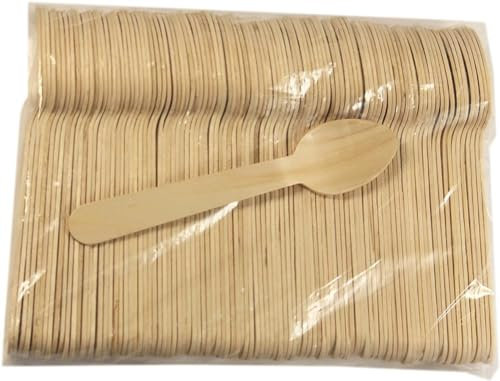Mad Monk Disposable Birch Wood Spoons - 100 Pack of Biodegradable Wooden Utensils