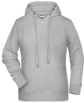 James & Nicholson Damen Kapuzensweat - Hochwertiger Hoody aus Bio-Baumwolle mit tailliertem Schnitt | Farbe: grey-heather | Grösse: L