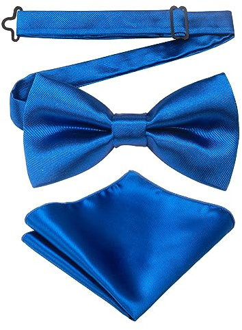 JEMYGINS Herren Fliegen Einfarbig in verschiedenen Farben Erhältlich Einschließlich Einstecktuchset,Blau