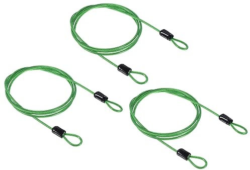 PATIKIL Sicurezza Cavo 2,5 mm x 1 m/3,3ft, 3pz Rivestito Bagaglio Lucchetto Filo Corda con Doppio Giro, Trasparente Verde