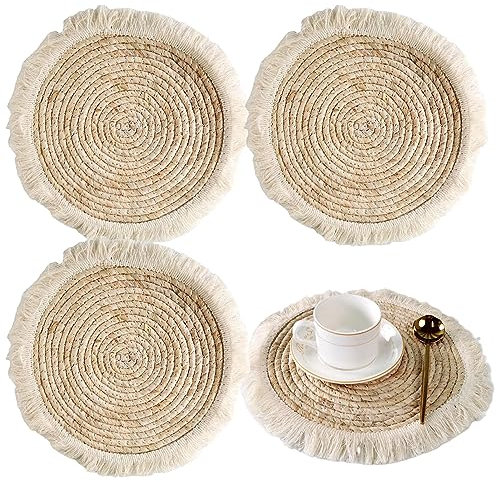 univolunaris Théière pour cuisine en paille tressée avec dessous de plat