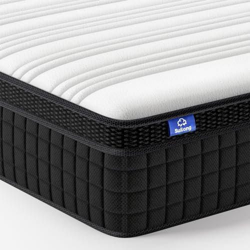 SuiLong Matelas Hybrid 140x190,25cm Epaisseur,Matelas Ressorts Ensachés Mousse à Mémoire de Forme, Matela Confort,Confort Mi-Ferme,Multicouches Extra Confort 7 Zones,Oeko-tex