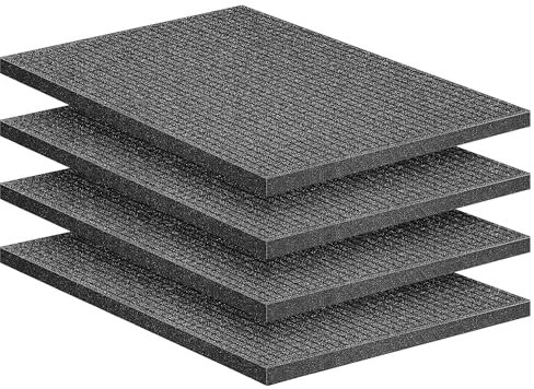 4 Stück Rasterschaumstoff Würfelschaum - 40x30x2.5cm Schaumstoff für Werkzeugkoffer, Kamerakoffer, Transportkoffer, Fotokoffer, Koffer, Koffereinlage Stoßfest