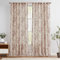TOPICK Leinen Gardinen Floral Vorhänge mit verdeckten Schlaufen Lichtdurchlässig Bauernhaus Lang Gardinen Fensterschal für Wohnzimmer Schlafzimmer Fenster,2er Set 140 B x 245 H (cm),Rot auf Beige