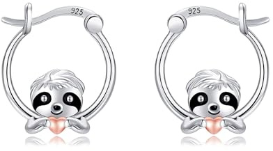 URONE Faultier-Ohrringe Sterling-Silber Creolen süßer Tier-Faultier-Schmuck Geschenke für Frauen und Mädchen
