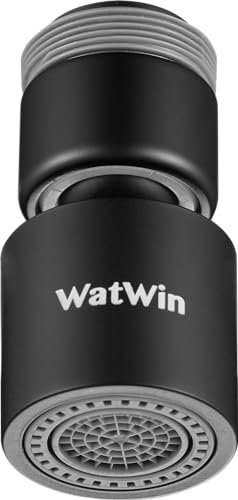 Drehbarer Strahlregler WatWin Select Swivel Aerator M22/24 Schwarz 7L | Wasserhahnbelüfter | Wassersparender Wasserhahn | Strahlregler | Doppelfunktion (Schwarz)