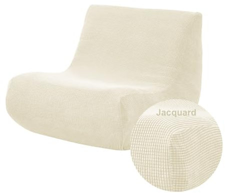 Highdi Stretch Lazy Sofabezug 1 Sitzer, Jacquard Sofabezug ohne Armlehnen Sofahusse Schonbezug Weicher Sofa Überzug Waschbar Sofaüberwurf Wohnzimmer Sofaschoner Hund Katze Sofaschutz (Beige)