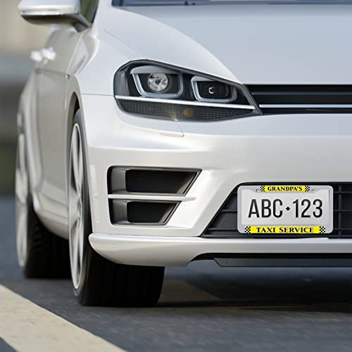 Aluminum Auto Car Tag Cover Frame Grandpa's Taxi Service License Plate Frame 2 Holes, License Tag Holder