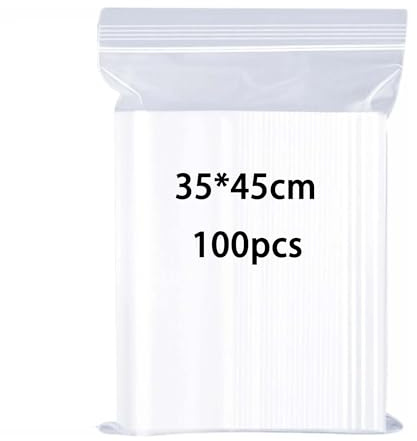 huruirui Bustine Trasparenti Richiudibili Grande 35x45cm 100pcs Sacchetti Trasparenti Buste Plastica Richiudibili Borsa con Chiusura a Cerniera Sacchetti Ermetica Applicano Deposito di Abbigliamento