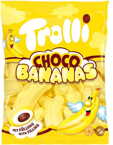 Choco Bananas - délicieuses friandises enrobées de chocolat qui allient la douceur de la banane à un goût irrésistible, parfaites pour tous les amateurs de sucreries - Compatible avec Trolli - 150g