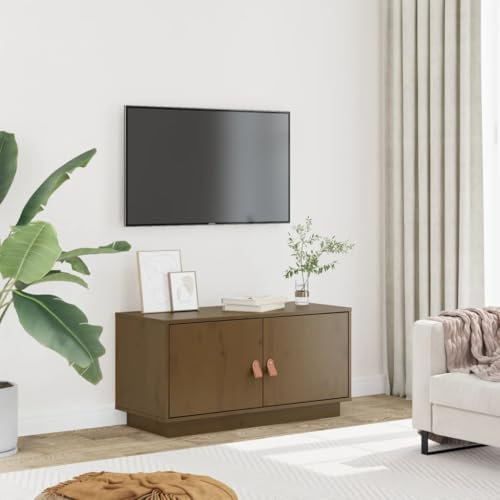 AJJHUUKI Mueble de exterior para TV, color marrón miel, 80 x 34 x 40 cm, madera maciza de pino