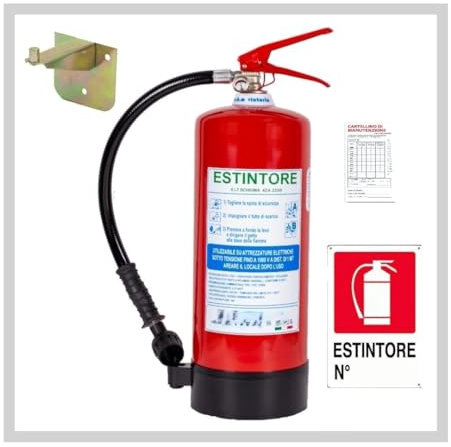 ESTINTORE A SCHIUMA LT 6, ANNO 2025, CERTIFICATO E OMOLOGATO, FORNITO DI STAFFA E CARTELLO + PRIMO TAGLIANDO DI CONTROLLO, IDEALE PER ATTIVITA' RICETTIVE.