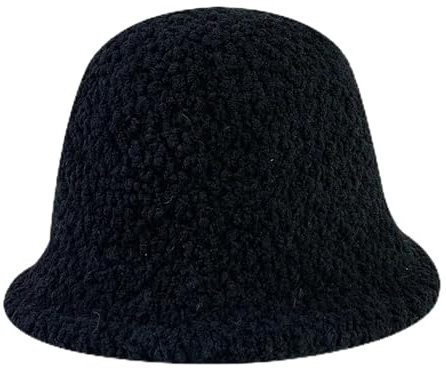 Hasdnker Strickmützen Hüte Mützen Caps Beanie Mütze Beanie Damen Winter Fischerhut Filz Lammwolle Für Mädchen Herbst Und Winter Mode Pelz Panama Hip Hop Hut Off White Cap 54-58Cm Schwarz