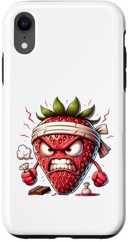 Cool Angry Strawberry with Headband Case for iPhone XR