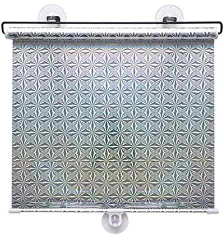 DECAKE Verdunkelungsrollo Dachfenster, Sonnenschutzrollo Mit Saugnäpfen, Temporäre Jalousien, Sichtschutz, Sonnenschutzrollos, Ohne Bohren,Silber-68x125cm/27 * 49in