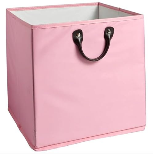 Pink Fabric Storage Cubes, Pack of 1 Cube Storage Boxes 30x30x30cm Square Storage Baskets for Shelves, Collapsible Storage Cube Boxes, Cube Storage Unit Boxes for Organising Clothes, Colorful (1)