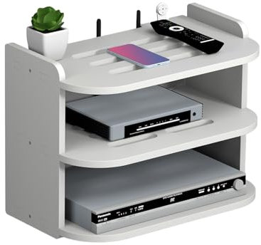 WiFi Router Shelf - Wall Mounted Storage Shelf, Wireless Router Holder | No Drill Router Bracket With Cable Management, Heat Dissipation Mount Rack For Set Top Boxex Consoles Devices