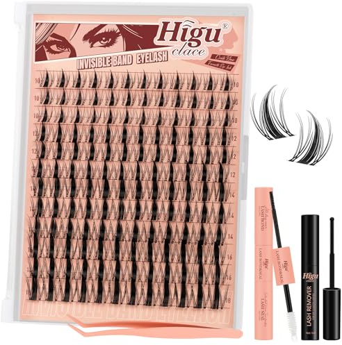 Higu clace Manga-Lashes Ensemble d'extensions de cils Ensemble d'extensions de cils en grappe avec dissolvant de colle à cils Applicateurs de cils pour ensemble d'extensions de cils DIY(V02)
