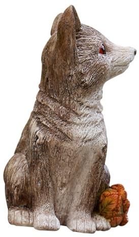 BESTonZON Fuchsstatue aus Kunstharz 1 Stück für Garten und Terrasse | Detailreiche Figur, Wetterfest und Brucharm, Lebendige Form, als Geschenk für Hof und Deko