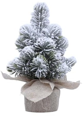 1. Árbol de Navidad esmerilado de 20 cm con base de madera, centro de mesa para decoración del hogar, fiesta, escritorio, decoración de árbol de Navidad