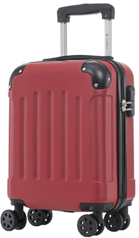 YONSLY Trolley Koffer Suitcase, Reisekoffer, Rollkoffer Handgepäck, Hartschalenreisekoffer mit 4 Rollen 360°, Zahlenschloss, Weicher Gummigriff für Reisen, Camping (S, Rot)