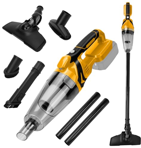 Aspirador de Mano a batería 10000 Pa para Dewalt 20V (sin batería) | Aspirador Portátil, 4 Boquillas, Depósito 0,75L, para Suelos de Madera, Alfombras, Pelo de Mascota, Coche