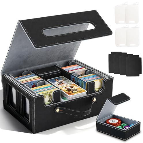 6 in 1 MTG Commander Deck Box, Deck-Box mit Commander Display und Würfelablage, Trading Card Storage Box für Commander Display, Sammelkartenbox Aufbewahrungsbox für MTG halt 600 Doppelseitig Karten