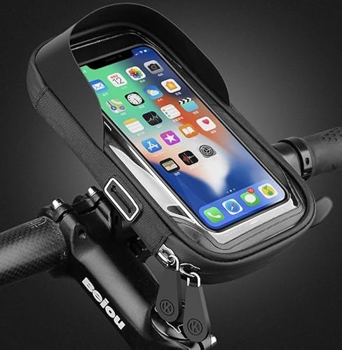 ORCO 360° Rotatable Waterproof Bike Phone Holder – Universal Bicycle Handlebar Bag with Sun Visor & Sensitive TPU Touch Screen – Large Capacity Cycle Frame Pouch for iPhone 15/14/13, Galaxy, up to 6.5
