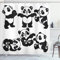 ABAKUHAUS Panda Duschvorhang, Spielerische Panda-Bär Zoo, Stoffliches Gewebe Badezimmerdekorationsset mit Haken, 175 x 240 cm, Dunkelgrau und Weiß
