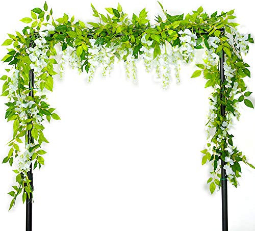 Warmiehomy Wisteria Artificial Flowers 2 Pcs 7 ft Fake Garden Wisteria Vine Garland DIY Flower Plant Decoration for Wedding Party Outdoor Christmas & New Year Decors