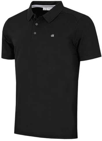 Calvin Klein Mens 2026 Campus 3 Button Ribbed Collar Golf Polo Shirt