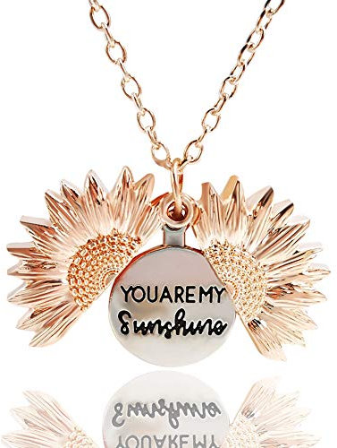 Sonnenblume Medaillon Halskette du bist Mein Sonnenschein graviert Anhänger Halskette für Frauen Mädchen mit schönen Geschenkbox…