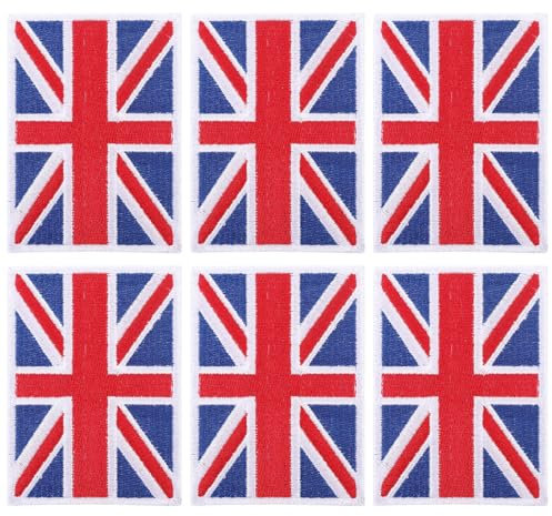 PRETYZOOM 6Pcs British Union Jack Patch, 89 * 63mm England Flag UK Great Britain Iron on Sew on Craft Patches for Uniform Clothes Jacket United Kingdom Flag
